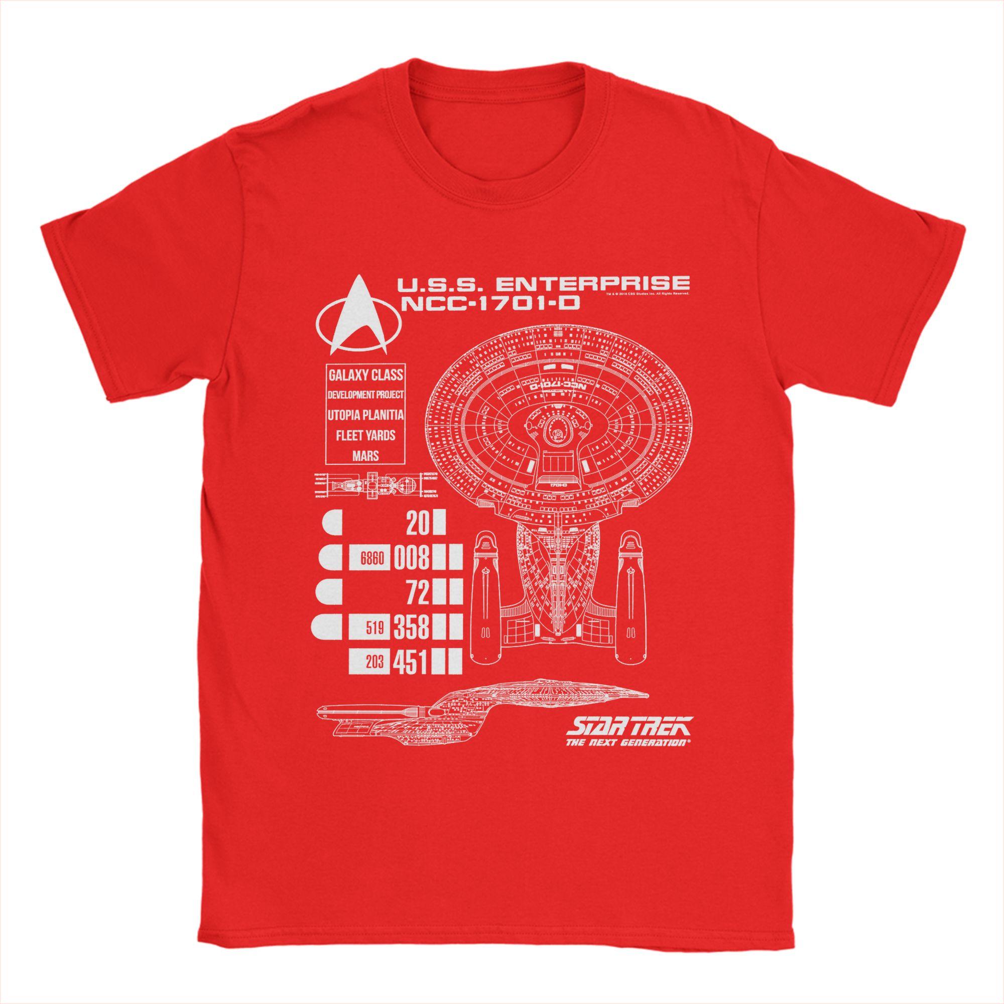 

Stars Treks Next Generation USS Enterprise Schematics T Shirts Mens Pure Cotton TShirts Tee Shirt Short Sleeve Plus Size S