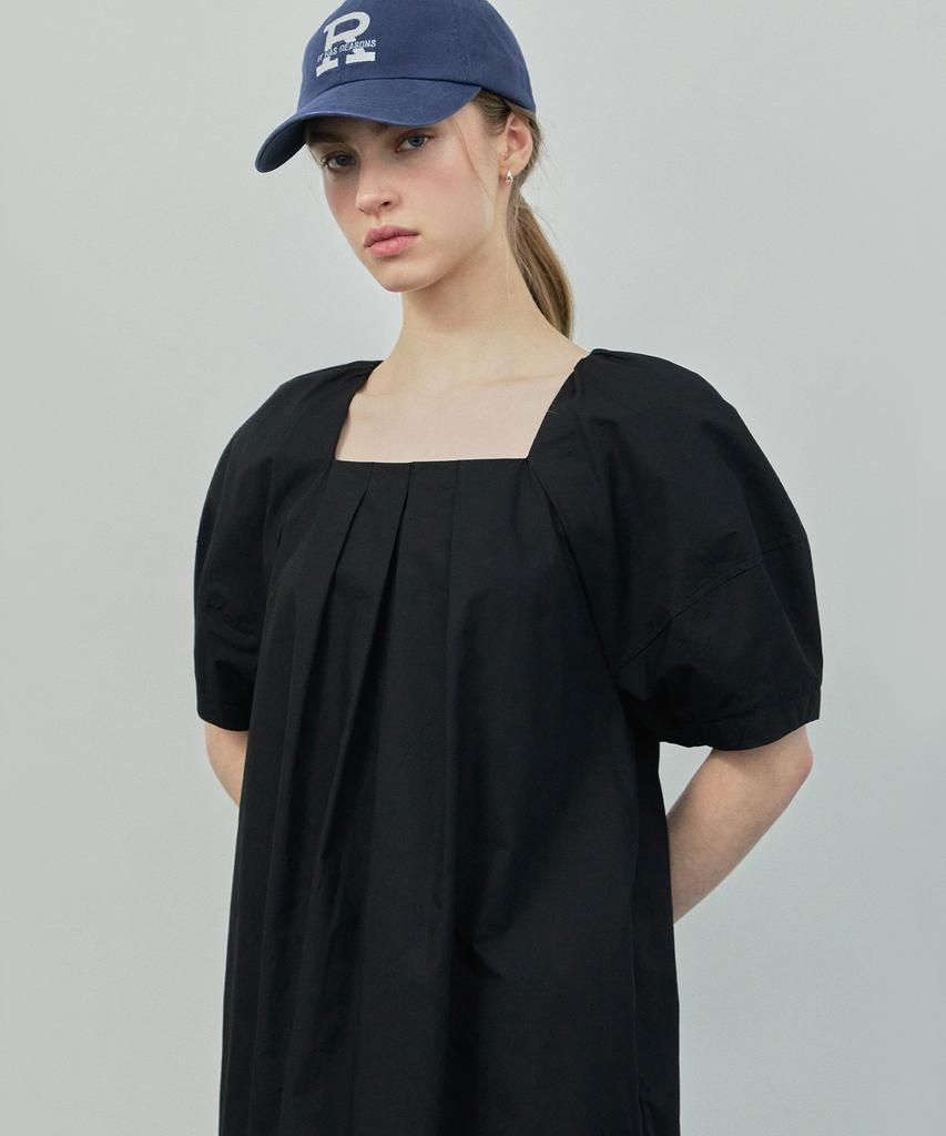 Ihr Front Pleated Puff Dress / Black