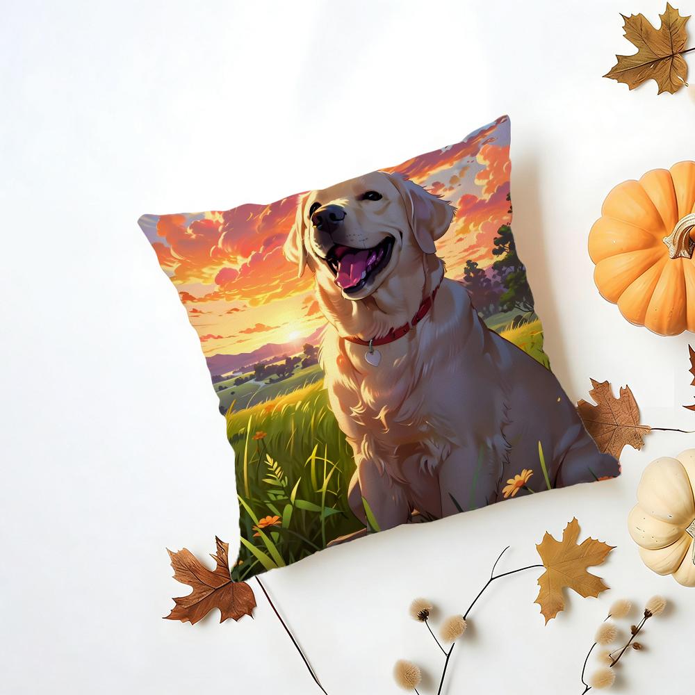 LLabrador Retriever Cushion Cover Washable Linen Pillowcase Soft  for Daily Sofa Bed Home Room Decor