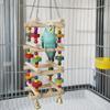 Colorful Wooden Parrot Chew Bite Resistant with Bells Parrot Swing Hanging Multi Layer Bird Cage Standing Training