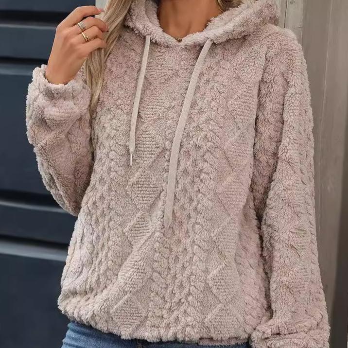 Übergroßes Fleece-Kapuzensweatshirt für Damen, für den Winter, lässiger Sherpa-Pullover, langärmelige Hoodies, bequeme, flauschige, warme Oberbekleidungsoberteile für Frauen