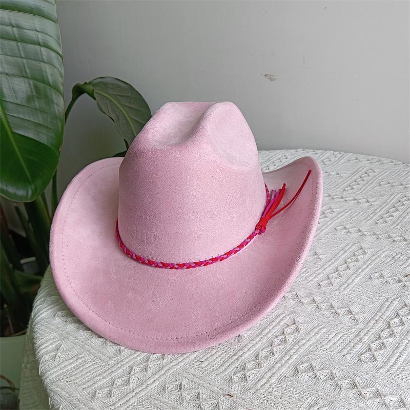 Cowboy Hat Suede Solid Color Men and Women Wide Brim Jazz Hat Outdoor Sun Hat Suitable for All Kinds of Parties Knigh