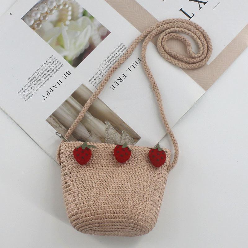 2025 Cute Summer Kids' Mini Woven Wheat Straw Crossbody Beach Bag