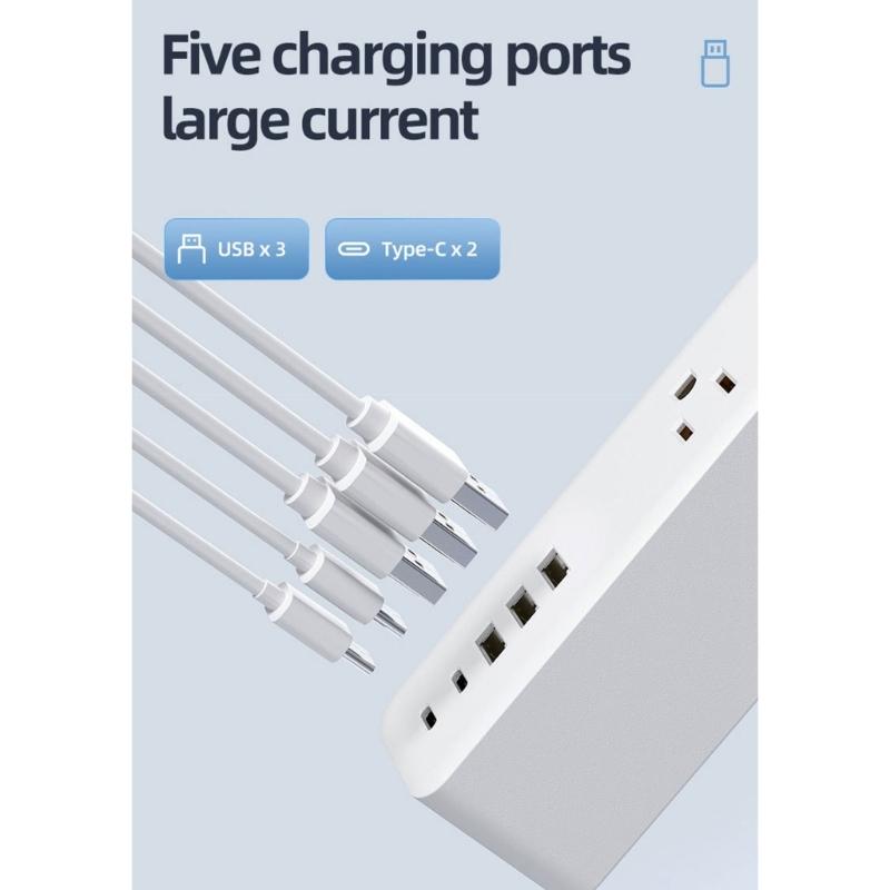Flat Plugs Surge Protectors Power Strips 9Outlets 3USB/2 USB C Port Wall Mountable Design For Home Office Dorm Essential