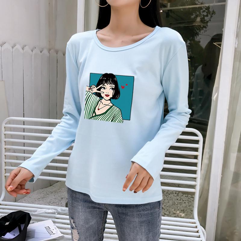 

Новая футболка свободного кроя с длинными рукавами в стиле ретро в стиле Гонконга, осенняя, женская 3XL синий