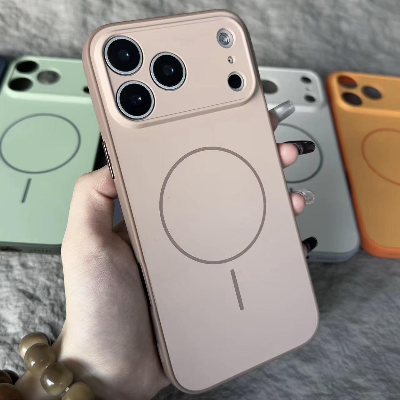 

для Скляний Нано Матовий Magsafe Чохол для Телефону Для iPhone 17 16 15 14 13 Pro Max Air Магнітний Бездротовий Зарядний Чохол 15 Pro рожевий
