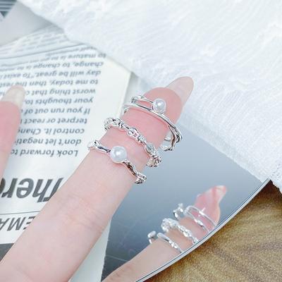 [Pearl Rhyme Tenderness] Plain Ring Open Ring Women'S Light Luxury Niche Premium Sense Ring Stacked Wearing Index Finger Ring