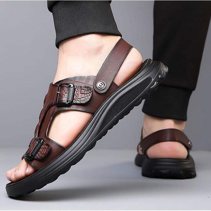 Summer Men's Driving Sandals Waterproof Anti-Slip Soft Sole Beach Shoes Indoor/Outdoor Dual-Use Comfort Slide Flip Flops