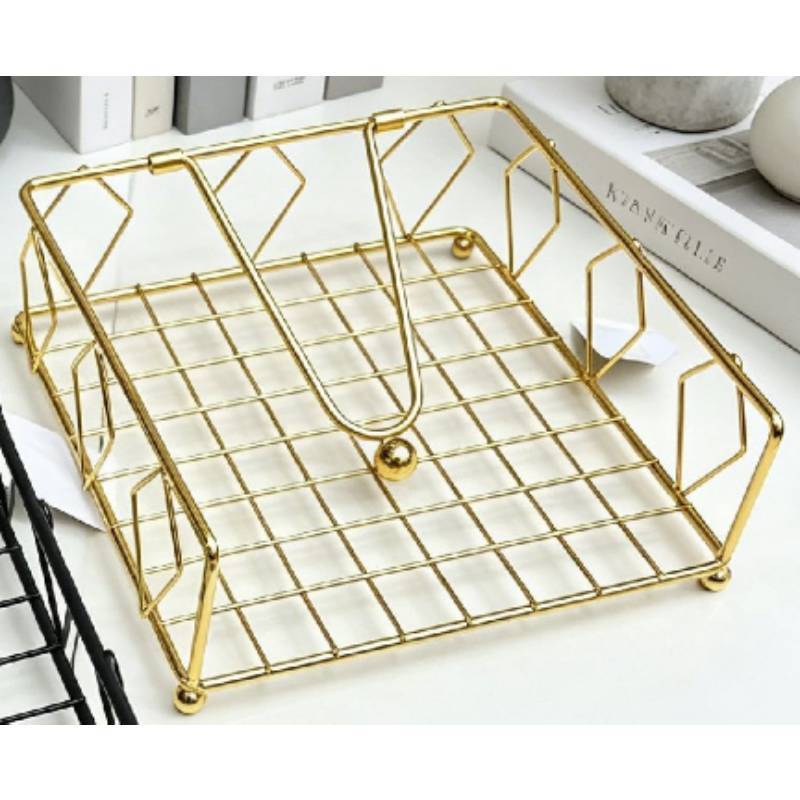 Iron Napkin Holder With Electroplated Finish For Hotel And Cafe Table Decor