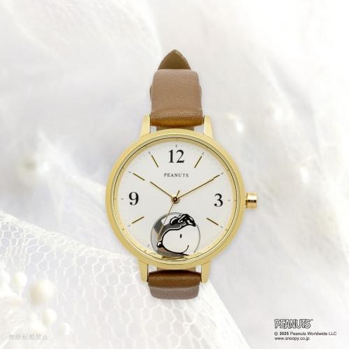 Fieldwork Women's Analog Watch with Leather Strap, Snoopy Hide-and-Seek Watch G, Brown, PNT044-3