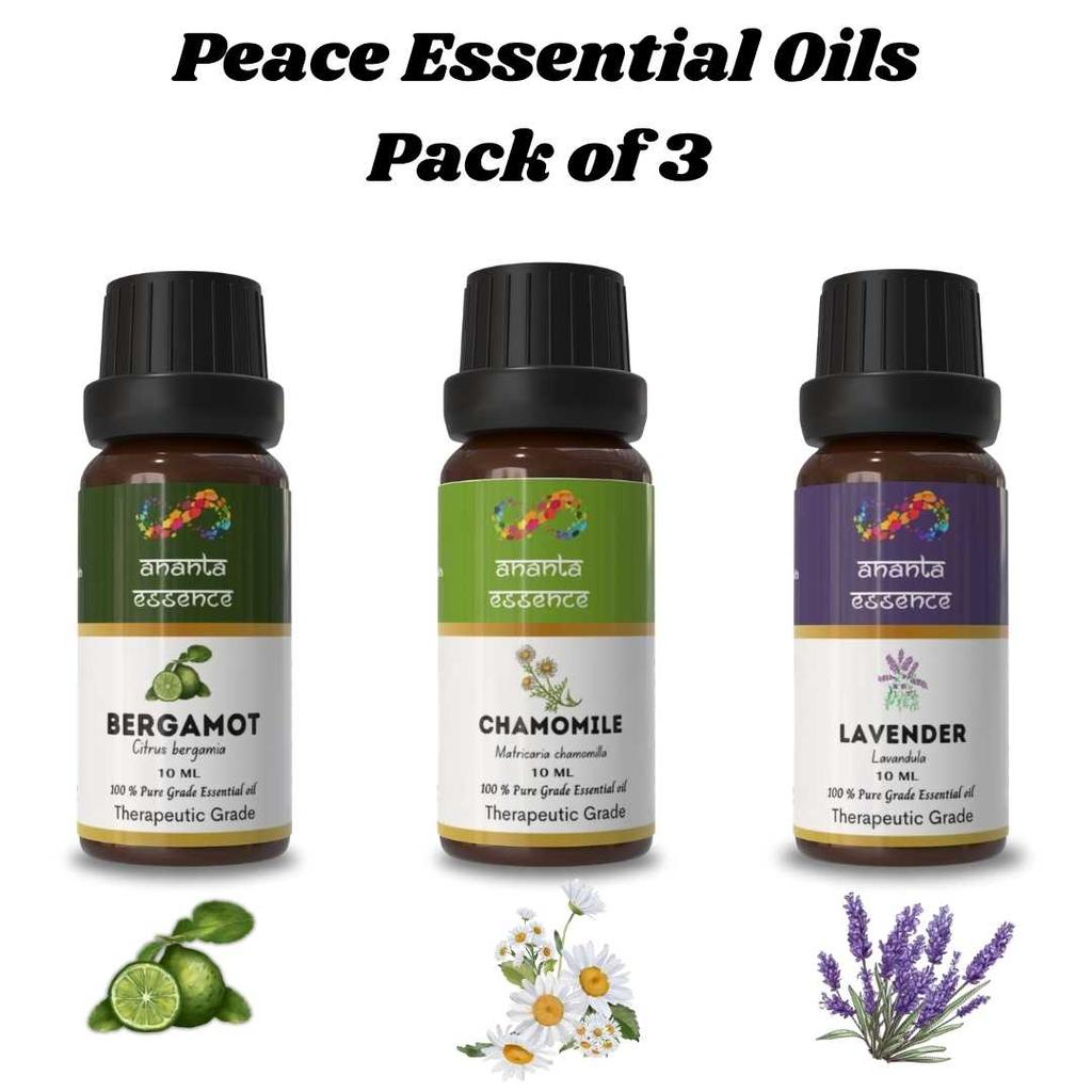 Ananta Peace Essential Oil Combo – Bergamot, Chamomile & Lavender Aroma Oils (10 ml × 3)