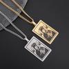 Classic Fashion Virgin Mary Square Pendant Religious Jewelry Womens French Marie Madonna Necklace