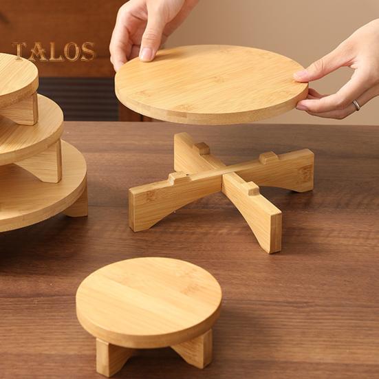 Supporto per piante in bambù, portavasi per fiori, da tavolo, da interno, sgabello rotondo, portavasi, espositore per piante in vaso, cupcake, ceramiche