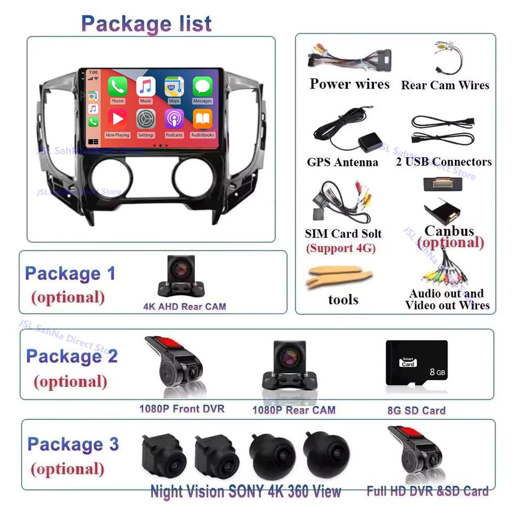 Android 14 Car Radio For Mitsubishi Pajero Sport 3 L200 2015 - 2019 Multimedia Video Player Navigation GPS Carplay Android Auto