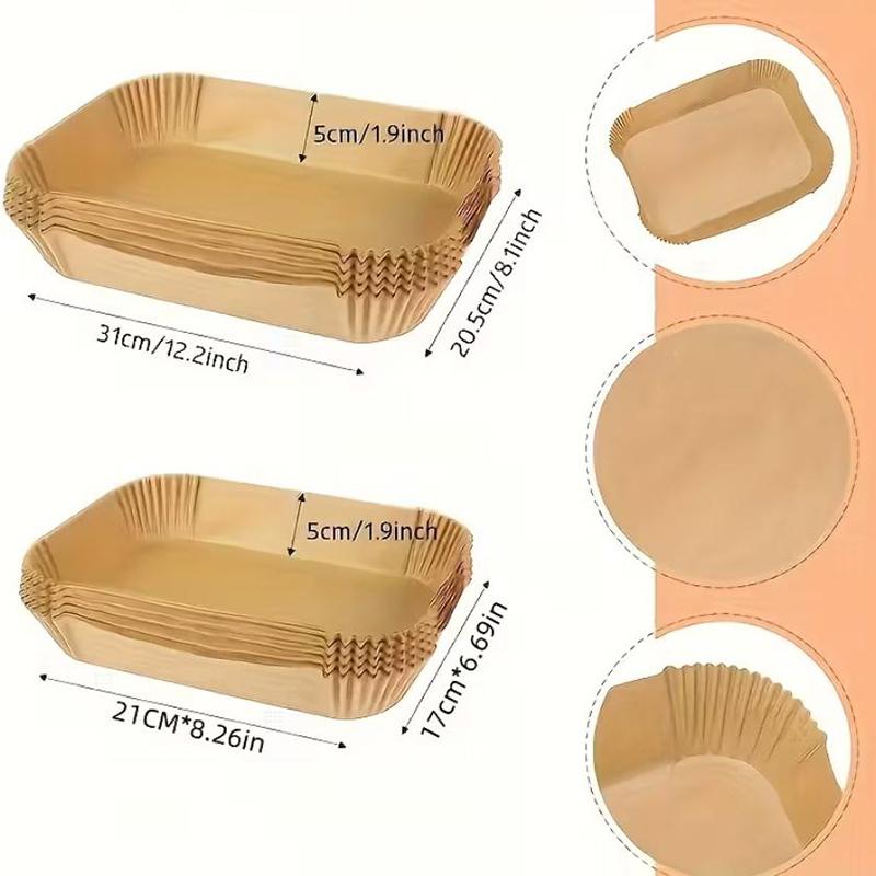 50Pcs Rectangle Disposable Air Fryer Paper Non-Stick Airfryer Baking Paper Liner Oilproof Oven Pad Mat