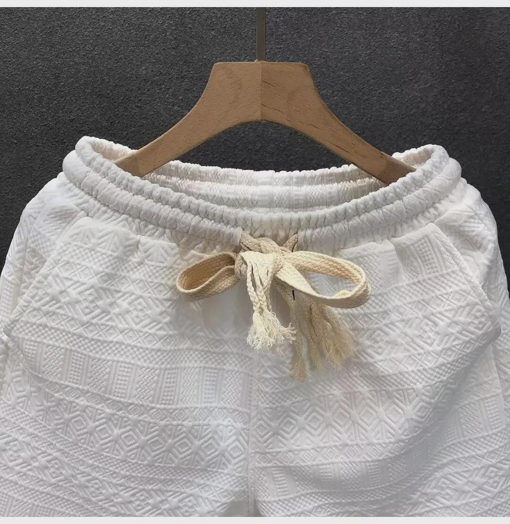 Men's Trendy White Pattern Casual Beach and Sports Shorts