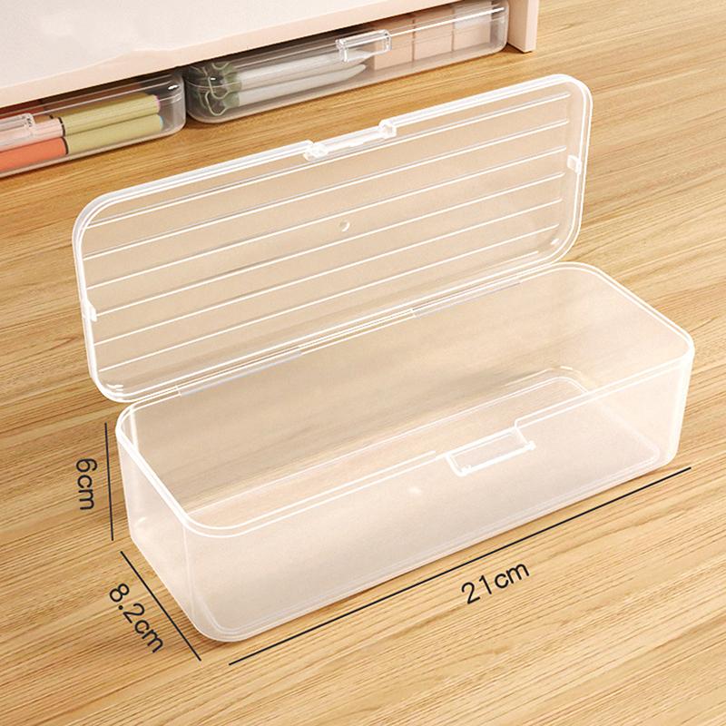 1Pc Pencil Case Box Transparent Plastic Pencil Box For Students Without Printing Case Supplies Pencil Sundries Storage