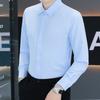 Anti-Wrinkle Men's Shirts Long Sleeve Dress Shirts Male Slim Fit Camisa Social Business Blouse Gray Office Classic Shirt 5XL