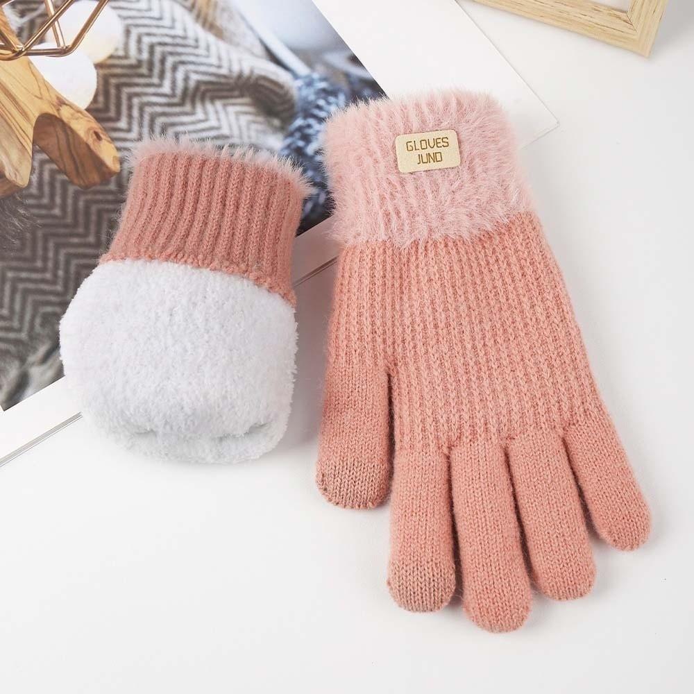 Winter Gloves Thickened Anti-cold Mittens Cute Knitted Gloves  Women