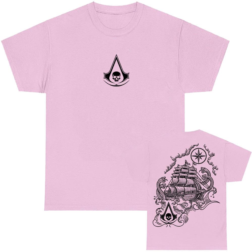Assassin's Creed Black Flag Resynced Map T-Shirt Unisex Streetwear Lässig Rundhals Sommer T-Shirts Grafik Herren Damen Tee
