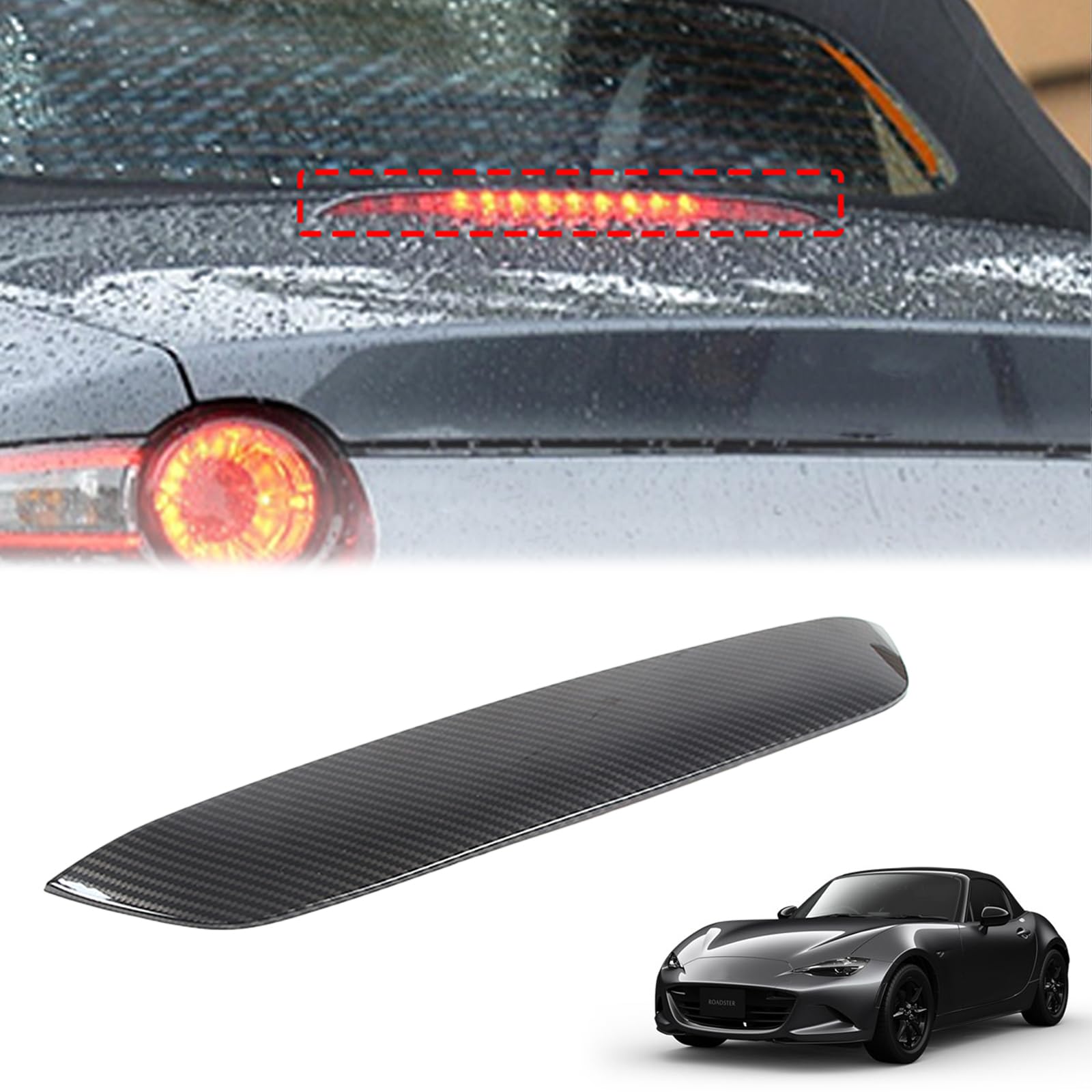 

Hcilloend Brake Light Brake Light Brake Light Decorative Frame for New Mazda Roadster ND Series Easy Decorative Exterior Custom Car Supplies Not Fiber