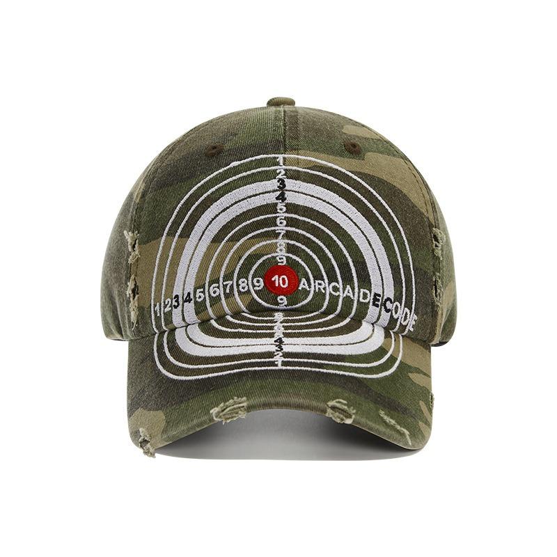 Heavy industry old camouflage bullseye baseball cap female personality street hip hop big head circumference deepened cap male trend