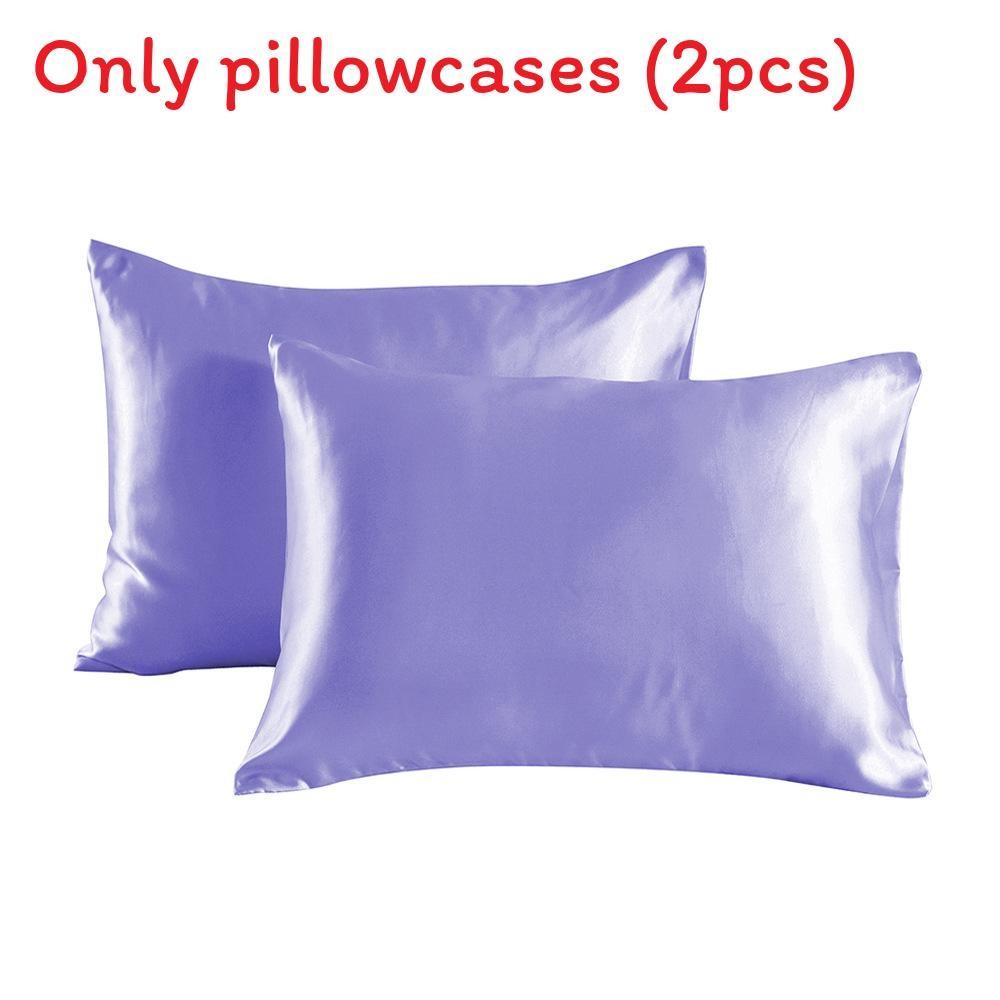 2pcs Soft Smooth Solid Color Double Sided Design Pillowcase With Hidden Zipper