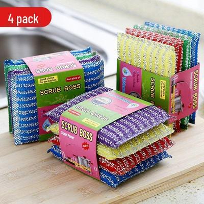 Conjunto de Escova para Lavar Louça e Esponja de Aço com Listras Finas para Limpeza da Cozinha