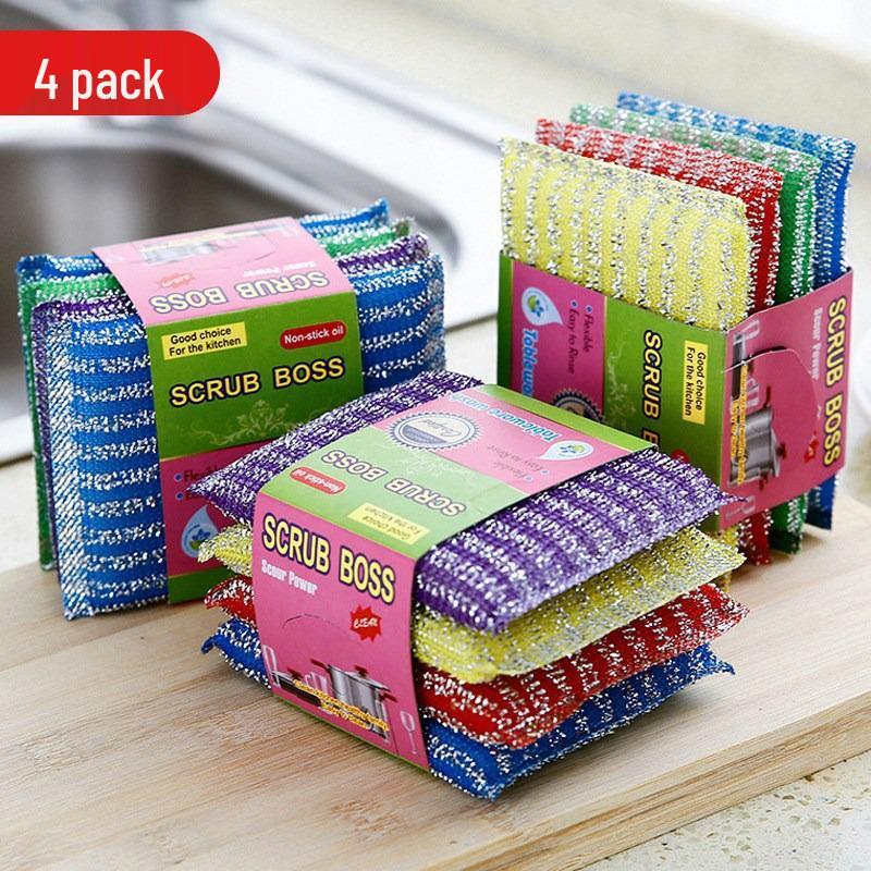 Fine Stripe Dishwashing Brush & Scouring Pad Set for Kitchen Cleaning