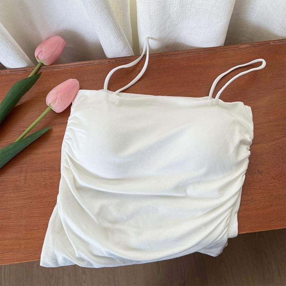 Podkładki na klatkę piersiową Crop Top Solid Halter Tank Top Kobiety Lato Camis Backless Camisole Moda Casual Top tuba Damska bez rękawów Cropped Kamizelka