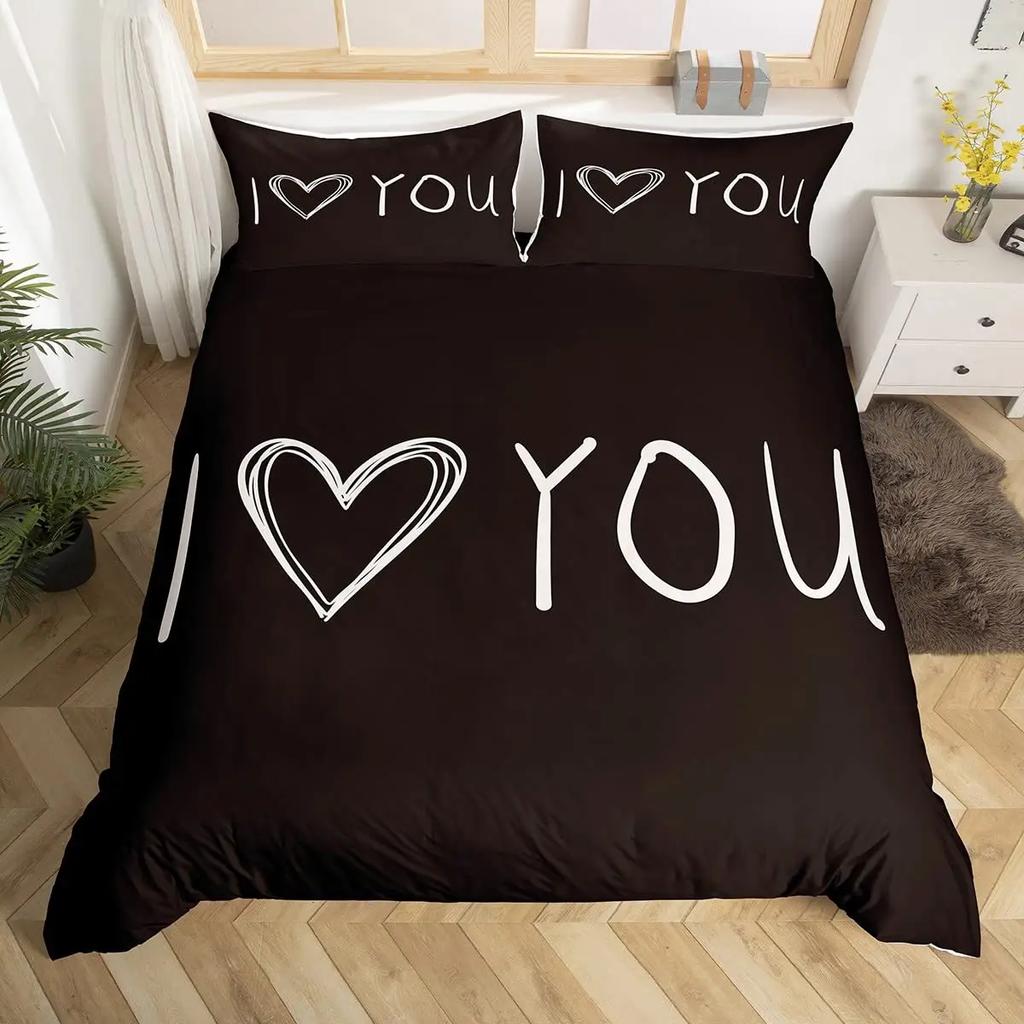 Love Heart Pattern Duvet Cover for Girls Women Pink Romantic Theme Bedding Set Room Decor,Valentine's Day Soft Comforter Cover