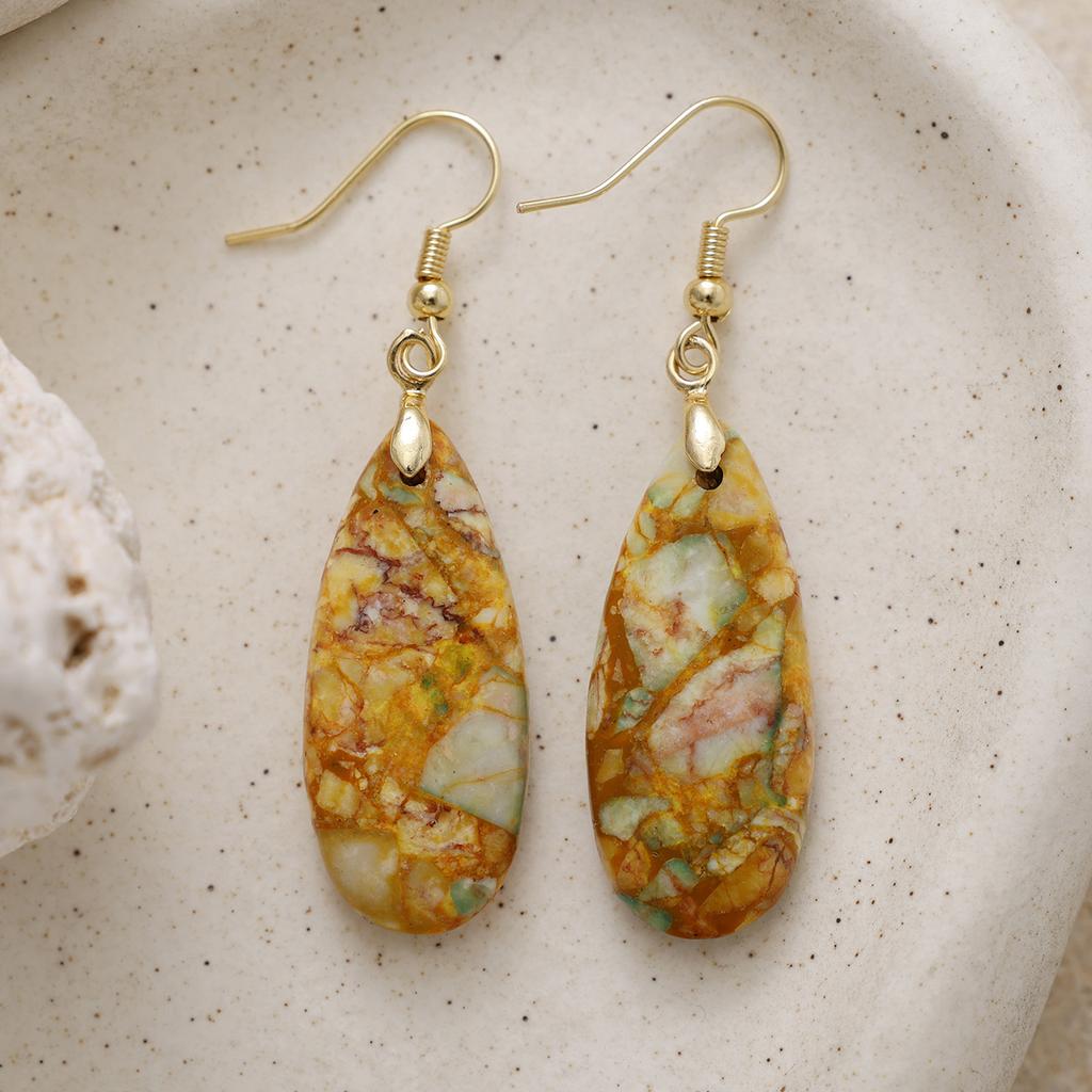 Luxury High Quality Natural Emperor Stone Water Drop Earrings Earrings European and American Popular Retro Jewelry