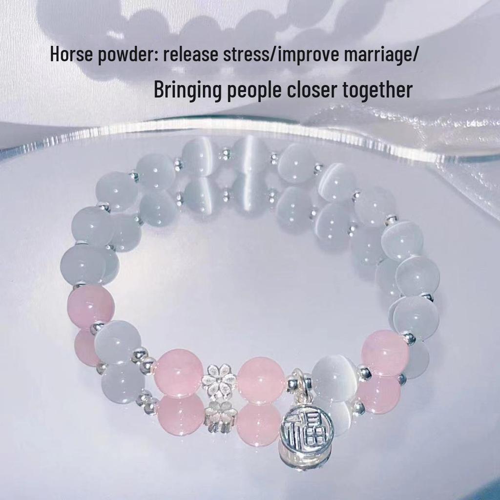 Graues Mondlicht Glas Schmetterlingsarmband - Trendiges, vielseitiges Design für Frauen und Studentinnen