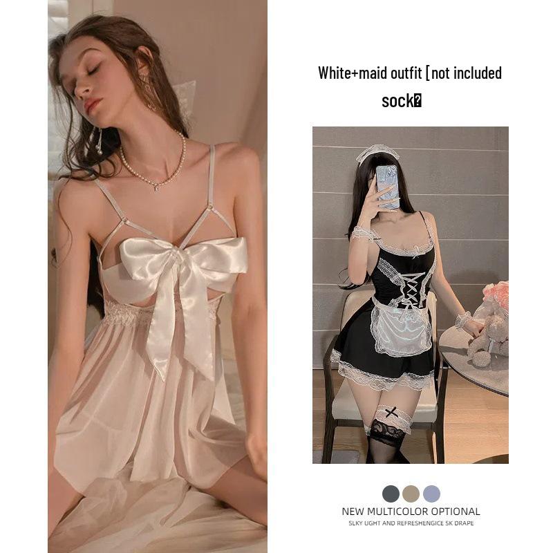 Summer Sheer Nightgown: Sexy Bowknot Pajamas for Women