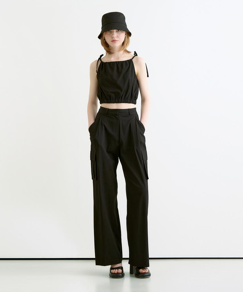 ADAUL Nylon Ribbon Banding Sleeveless Set - Black