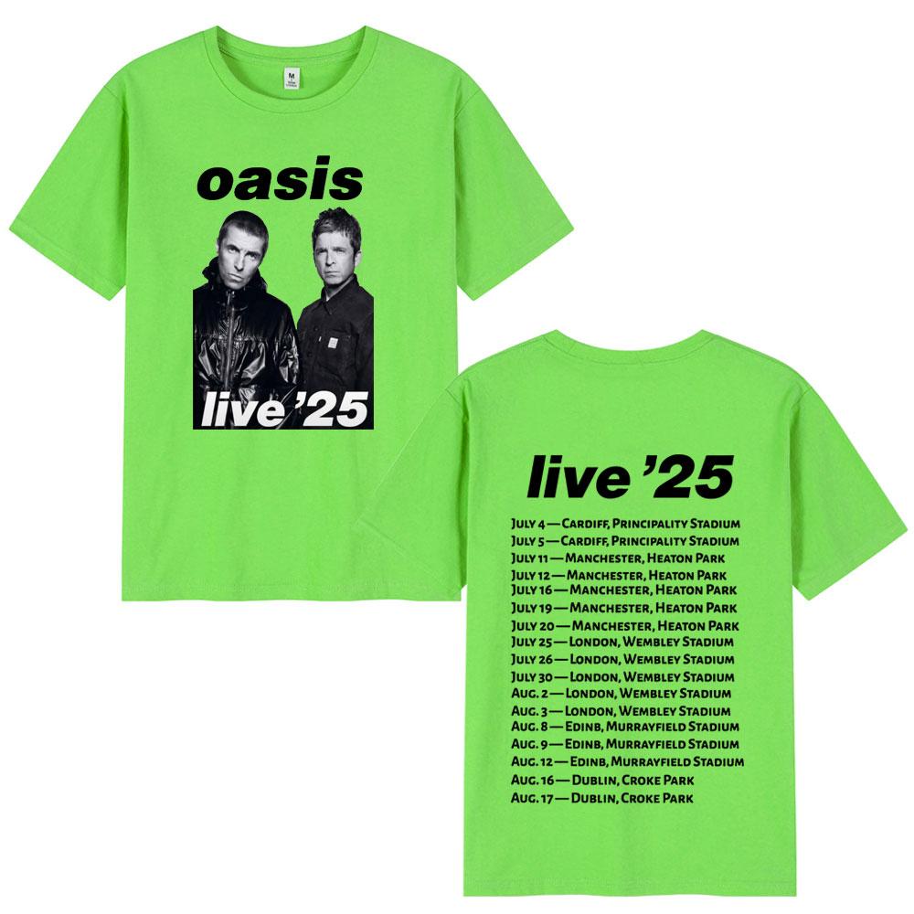 Rock Band O-Oasis Live 25 Tour T-Shirts Mens Women Summer Casual O-Neck Short Sleeve T Shirt Fans Gift Fashion Vintage Tee Shirt