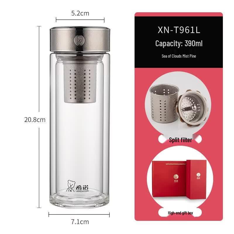 Heenoor XN-T961L Double-Layer Titanium Antibacterial Glass Cup
