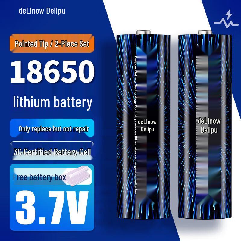 Delipow 18650 3.7V-4.2V Rechargeable Li-ion Battery for Flashlights CN plug (adapter included)