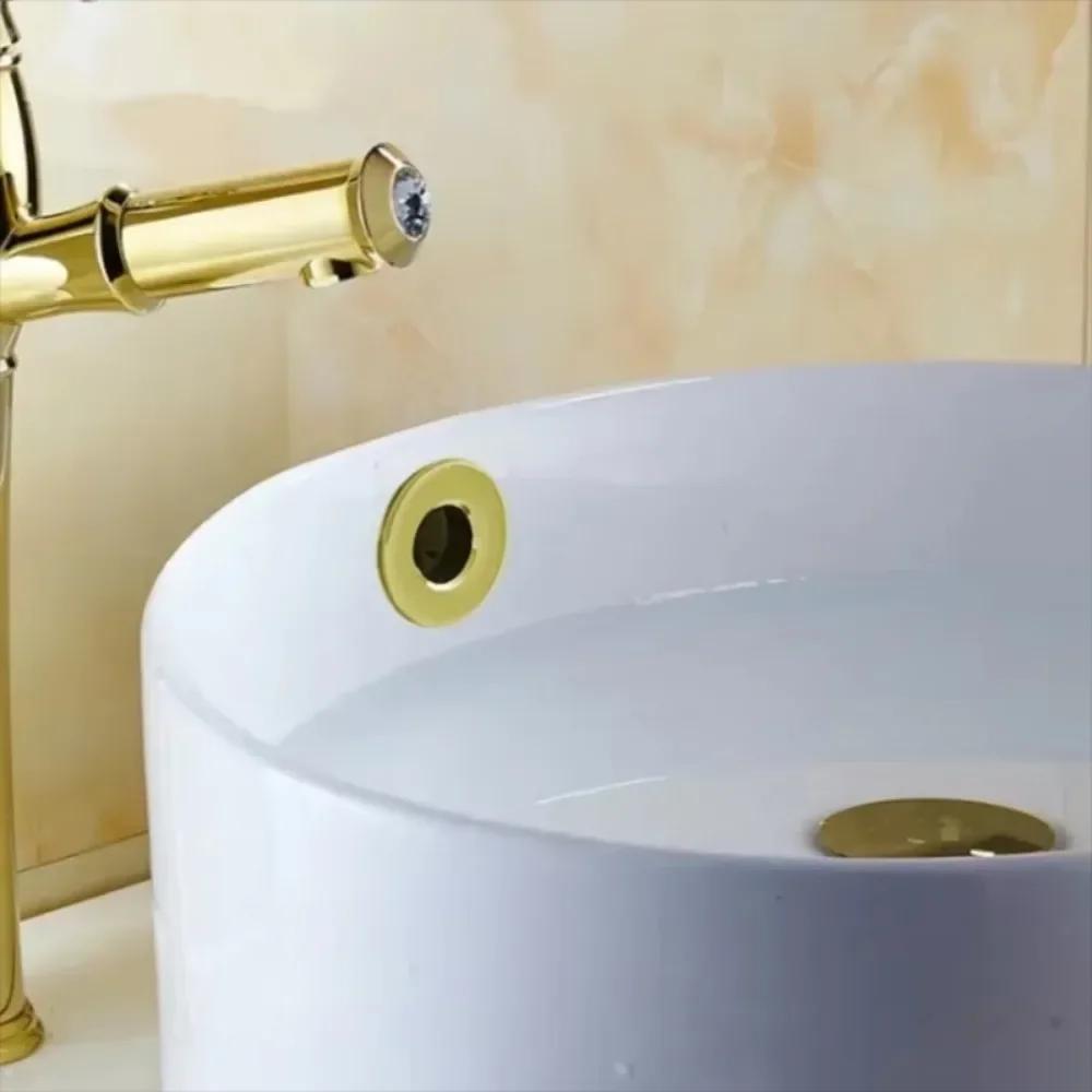 HOT Sink Overflow Cover Decor Cap Metal Copper Bathroom Washbasin Hole Trim Overflow Ring Bathtub Faucet Accessories 23-25mm