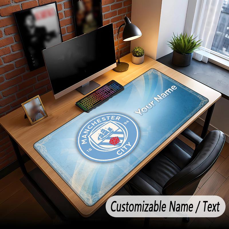 Large Mouse Pad Manchester City Print Custom Name Text Desk Mat for Office Gaming