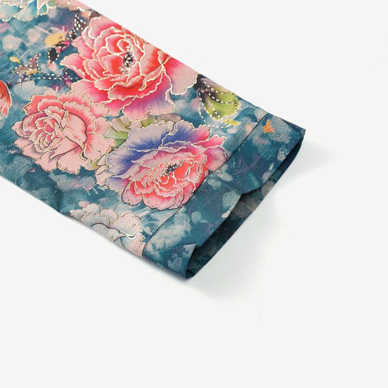Paster Autumn Floral Tang Suit Set for Middle-Aged Women