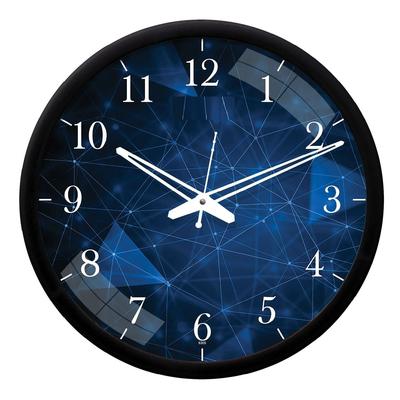 12-Inch Contemporary Plastic&Glass Analog Wall Clock-Designer(Silent Movement,Black Frame)