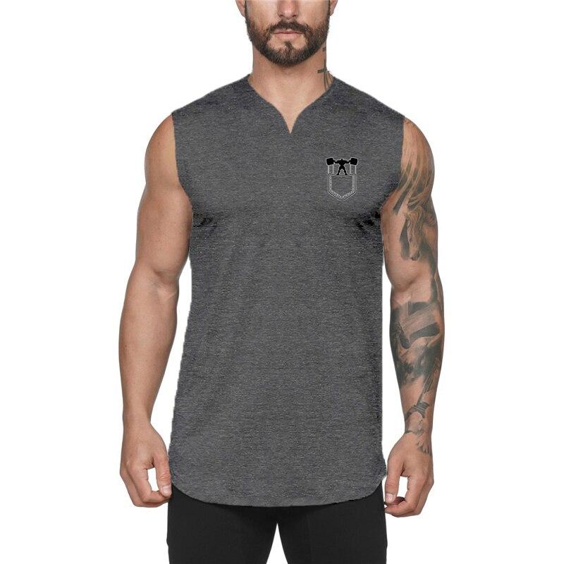 Muscleguys Youth Sports Fitness Casual Sleeveless T-Shirt Men's Wide Shoulder Vest V-Neck Slim Dailywear