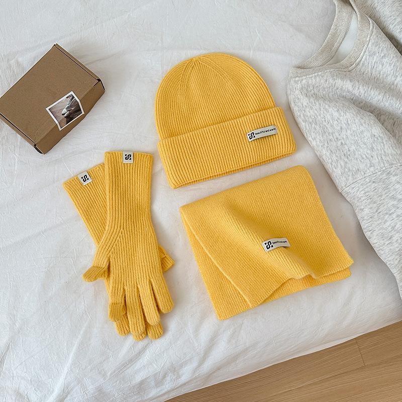 Sada 3 kusů Zimní čepice Šála Dotykové rukavice Unisex Pletená Teplá čepice Nákrčník Sada rukavic Pro podzimní zimu Venkovní Denní nošení
