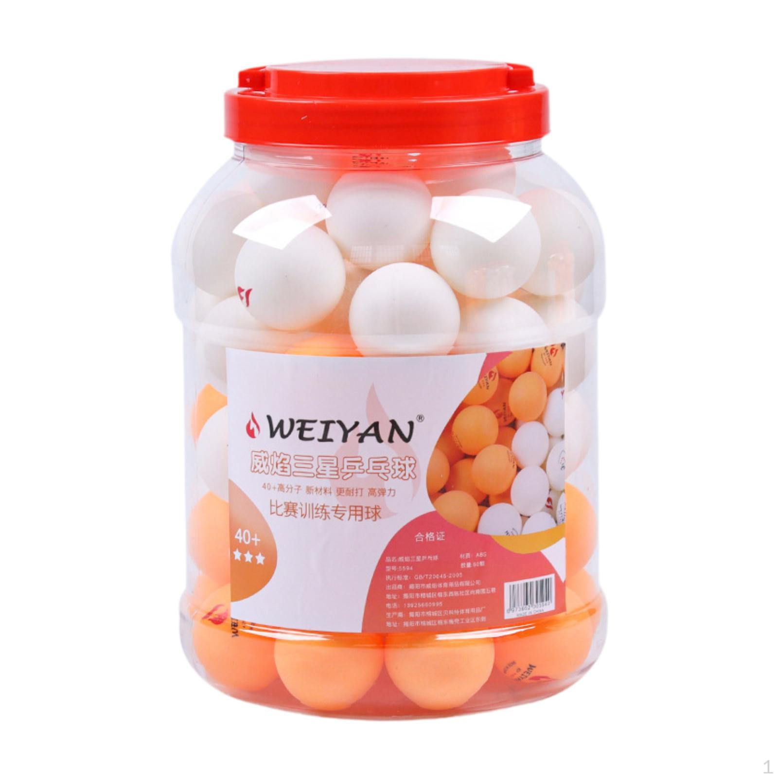 

60 штук шариков для настольного тенниса для любительской игры и тренировок White Yellow