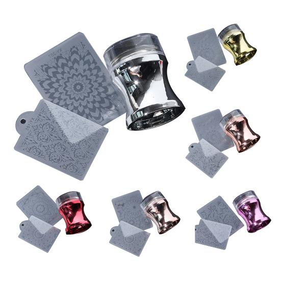 1 Set Nail Art Stamper, professionell, verschiedene Muster, hochwertige ABS-Nagel-Stempelplatten im neuen Stil für zu Hause