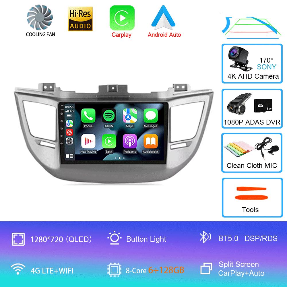 For Hyundai Tucson 2015-2017 Android 14 2din Car Radio Multimedia Video Player GPS Navigation 4G WIFI Carplay 8Core DSP EQ