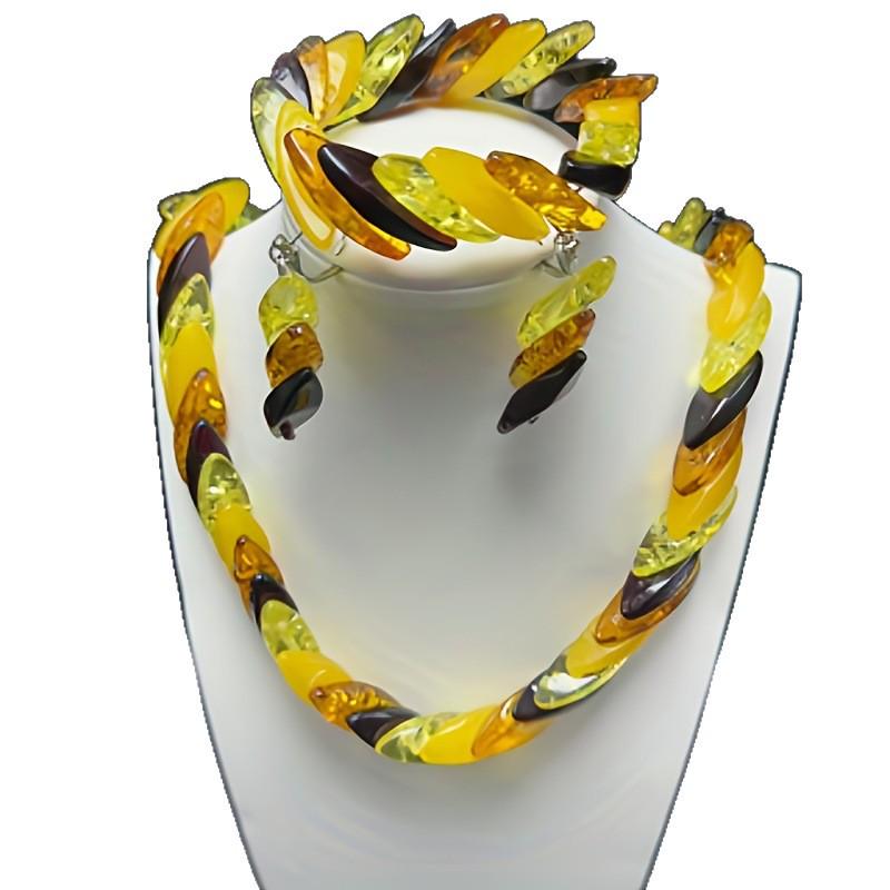 Premium Natural Amber Multi-Strand Bracelet Necklace with Irregular Beads [Actual Photo]