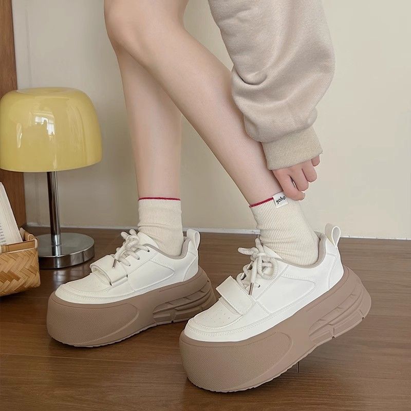 

Little white shoes women s versatile spring 2025 new Korean version versatile popular sports shoes casual thick-soled heightening board shoes 35 хаки