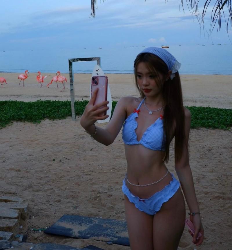 Korean Retro Grid Girl Bikini Three-Piece Split Swimsuit Set with Triangle Soft Cup
